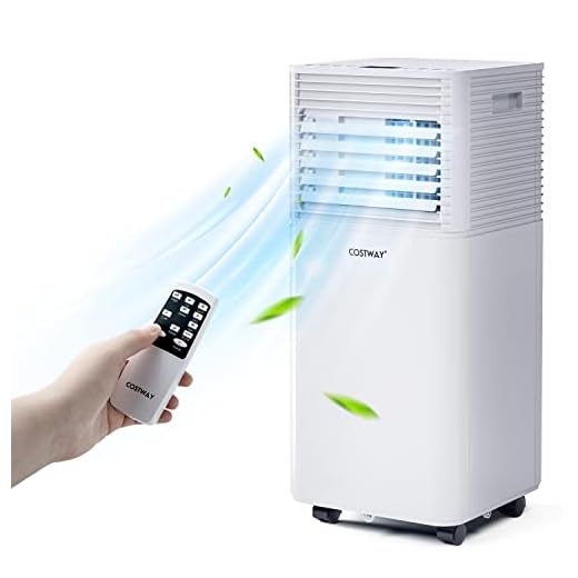 COSTWAY Portable Air Conditioner, 8000BTU 4-in-1 Air Conditioner Cooling for Room Spaces up to 230sq.ft, with Remote Control, 24H Timer & Window Venting Kit, Multi-function & Powerful AC Unit with Sleep Mode, Suitable for Bedroom, Living Room, Office (8000BTU, White)