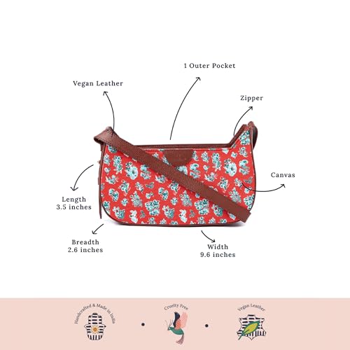 Image of TEAL BY CHUMBAK Women's Sling Bag |Shoulder Bag | Crossbody Bag | Printed canvas PU With Zipper closure and shoulder strap