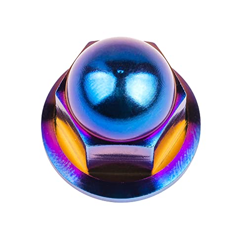 Image of Titanium M6 M8 M10 Dome Head Acorn Nuts for Bicycle Motorcycle Exhaust Pipe Car Pack of 6 (M10, Burning Blue)