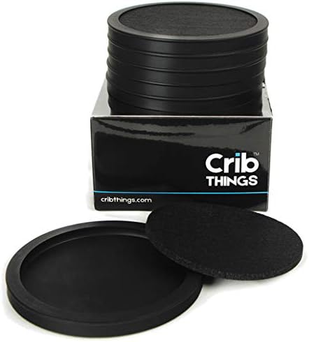 Premium Absorbent Drink Coasters Set of 6 Silicone with Felt Inserts - Innovative,STACKABLE, Easy Pick Up, Non Slip, 2-in-1 designer coaster for kitchen, restaurant, bar, man cave or boat. (Black)