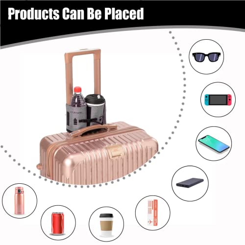 Luggage Travel Cup Holder, Portable Drink Caddy Bag Hold Two Coffee Mugs Free Your Hand for Drink Fits Roll on All Suitcase Handles Traveler Accessory Grey Purple for Men Women4