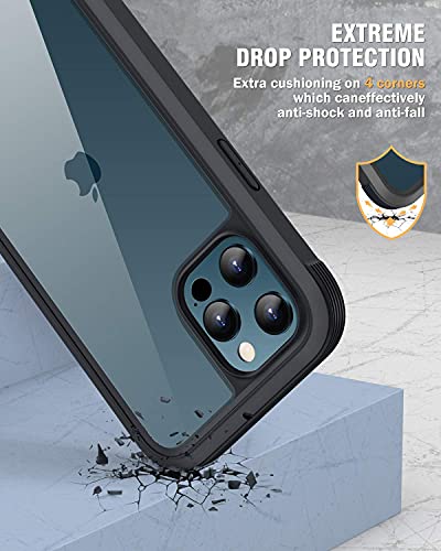 Image of miracase Designed for iPhone 12 Pro Max Case, Full Body Rugged Case with Built-in Touch Sensitive Anti-Scratch Screen Protector, Soft TPU Case Compatible with iPhone 12 Pro Max 6.7 inch, Black