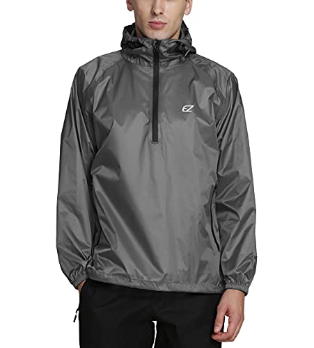 Image of Men's Waterproof Hooded Rain Jacket Running Cycling Hiking Gear Windbreaker Lightweight Packable Raincoat