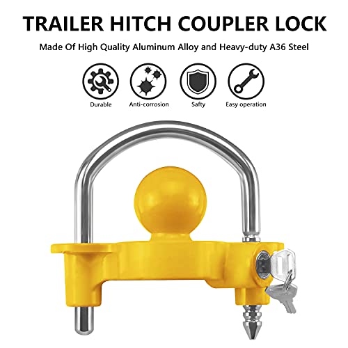 Funmit D-FUNMIT-TRAILER LOCK 72783 Trailer Lock Universal Coupler Ball Lock Fits 1-7/8", 2", And 2-5/16 Inch Couplers, Boat Camper Accessories thumb #3