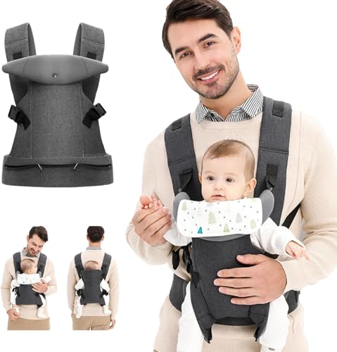 Baby Wrap Carrier Baby Hip Seat Baby Carrier 3-in-1 Carrier - Ergonomic Newborn Carrier with Head Support Drool Dib convertible face in and face out front and back care.