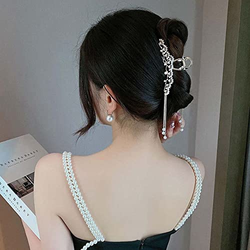 Pince à cheveux gland perle creux ventilateur argent - 7
