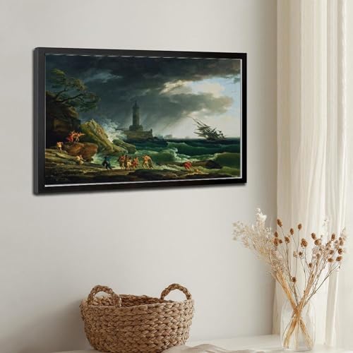 Toile Vernet Tempête sur la côte méditerranéenne 61x91 cm
