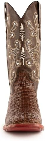 Ferrini Italia Mens Stampede Crocodile Square Toe Dress Boots Mid Calf - Brown - Size 13 D | Image 1