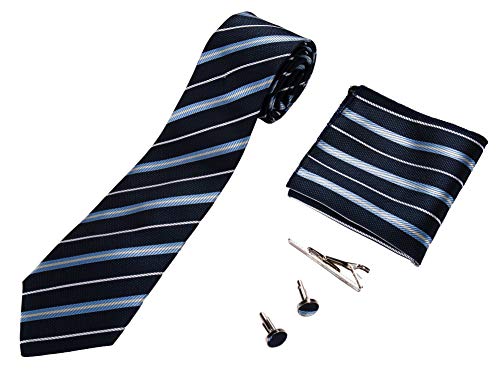 Zakka Republic Mens Business Tie, Cufflinks, Pocket Square and 3