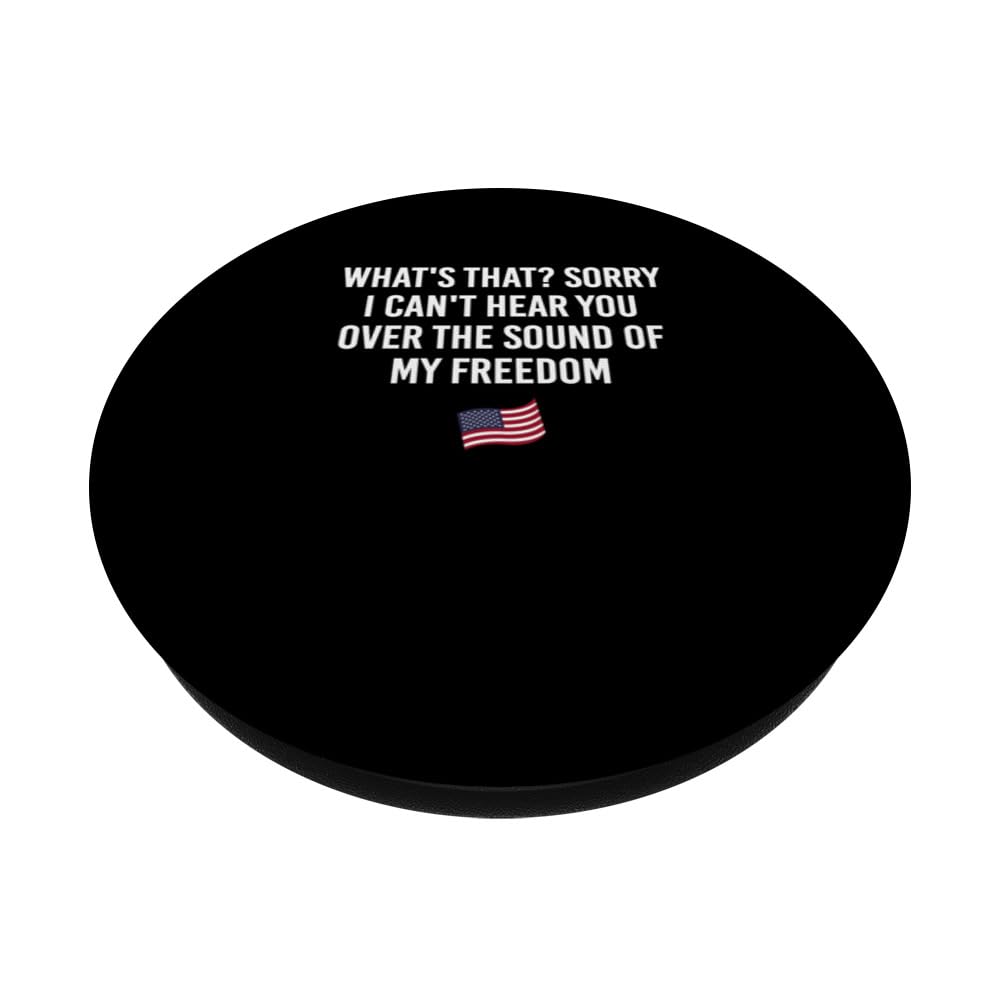 Over The Sound of my Freedom 4th of July American PopSockets Swappable PopGrip, Black - Image 2