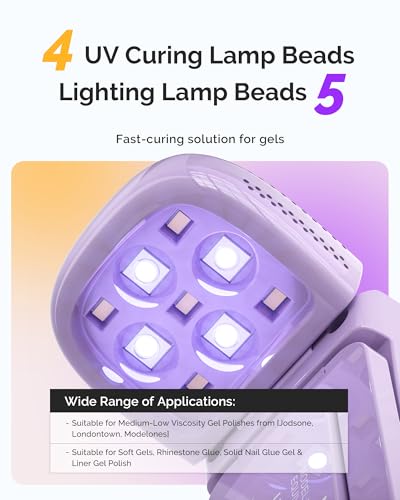 Image of MelodySusie Cordless UV Nail Lamp with Fold-Out Stand,P-Art09F Foldable UV Light with 2-in-1 Lighting & Curing Function, Rechargeable, Flash Cures All Soft Gels Especially Half-Cured, Base & Top Coat