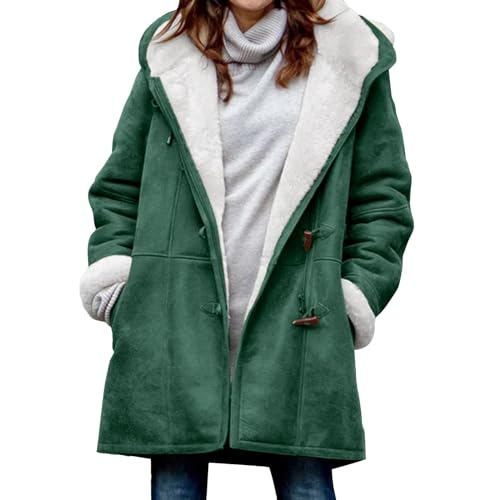 Winter Coats for Women 2025 Warm Plus Size Fleece Lined Jackets Button Down Sherpa Fur Hooded Parka Peacoat