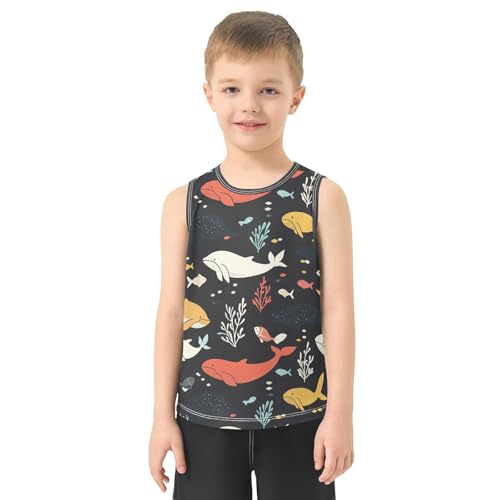 Boys Tank Top Shirts Cartoon Ocean Life Whale Sleeveless T-Shirts Crew Neck for Kids Clothing Children2