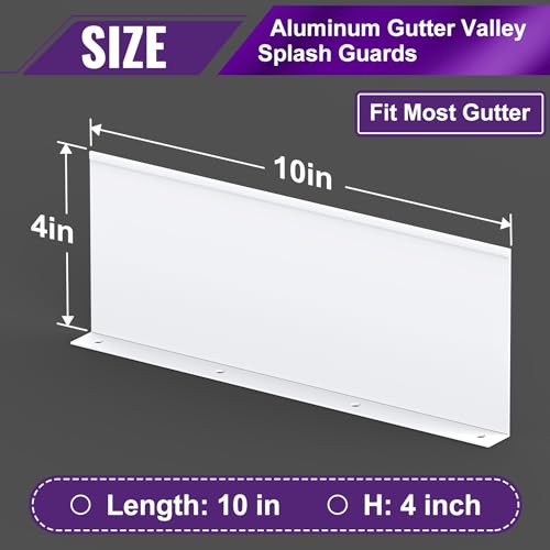 Mxclimate 6 Pcs 10-Inch Aluminum Gutter Valley Splash Guards,Straight/Corner Rain Diverter for Roofing Gutters,Downspout Protector with Screws,Fits Shingle/Flat Roofs by Mxclimate - Image 2