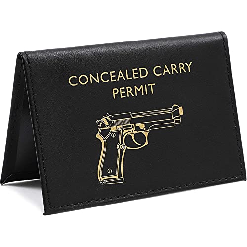 concealed carry permit amp badge holder - security badge organizer amp wallet - black bonded leather 43 x 285 in