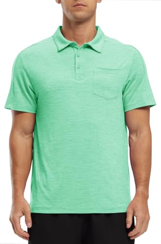 Image of Rdruko Men's Polo Shirts Short Sleeve Quick Dry Outdoor Golf Sports Shirts with Pocket
