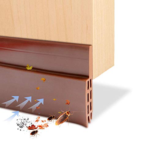 Image of Silicone Self-Adhesive Door and Window Shield Tape - Bottom Sealing Strip for Home Weather Stripping, Air Gap, Sound and Dust Proof Seal (Brown)