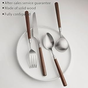 24-Piece Matte Silverware Set GULSARAYI Wood Handle Flatware Set for 6 Cutlery 18 8 Stainless Steel Utensil Sets Spoons And Forks Set Walnut Handle Ergonomic Durable Daily Household Use 24 Piece Matte Silverware Set GULSARAYI Wood Handle Flatware Set for 6 Cutlery 18 8 Stainless Steel Utensil Sets Spoons And Forks Set Walnut Handle Ergonomic Durable Daily Household Use