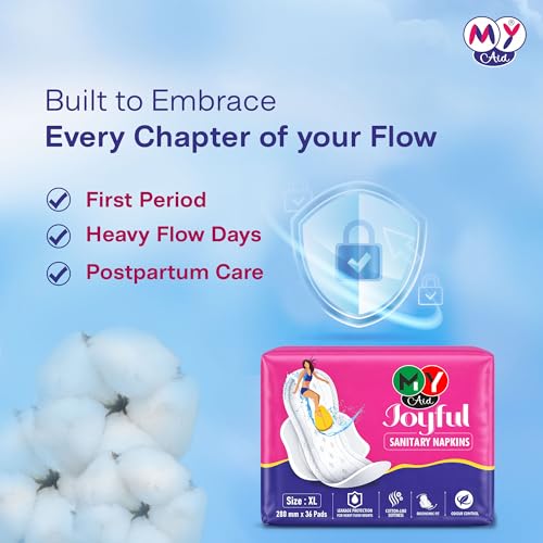 Image of JOYFUL Sanitary Pads for Women - 36 Pieces | Soft, Comfortable, Leak-Proof, Rash-Free & Odour Control Pads