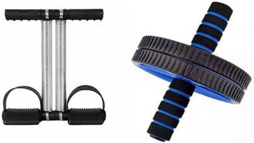 Dinetic Double Spring Tummy Trimmer with Ab Wheel Exerciser Fitness Accessory Kit Kit ()-picture-38