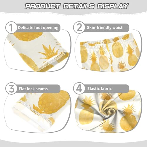 KLL Gold Glitter Pineapples Girls Active Leggings Comfortable High Waisted Leg Yoga Pants Exercise3