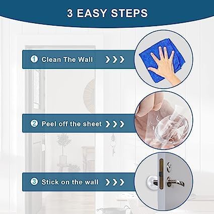 VENEXA Protective Silicone Door Knob Wall Protector - 6Pcs Transparent Self-Adhesive Bumper Pads for Doorknobs, Cabinets, and More - Soft, Reusable Shield Against Damage 2