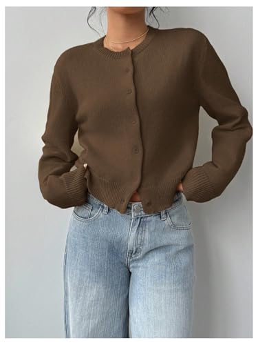 Image of SOLY HUX Women's Button Down Cropped Lightweight Cardigan Sweater Cute Fall Fashion 2026