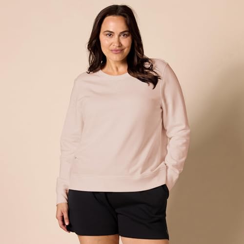 Amazon Essentials Sudadera con Cuello Redondo de Forro Polar (Disponible en Tallas Grandes) Mujer, Rosa Claro, L
