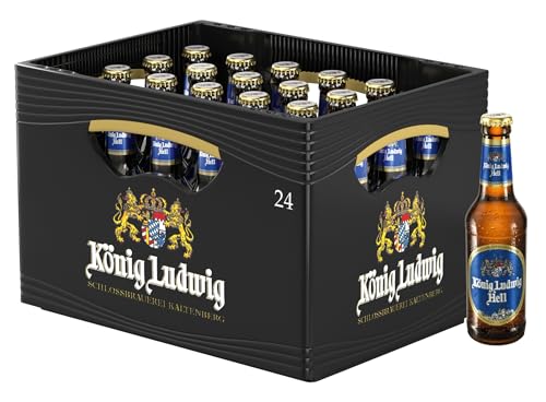 König Ludwig Hell, mild süffiges Helles Bier aus Bayern Flaschenbier, MEHRWEG im Kasten, 24er Kiste (24 x 0.33 l)