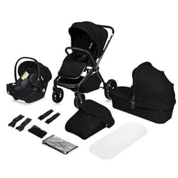 LIONELO MIKA PLUS 3in1 Passeggino Trio per neonati e bambini 0-48 mesi fino a 22kg Navicella fino a 9kg Seggiolino auto Ovetto fino a 13kg, Schienale regolabile, Sospensioni, Ruote 360° Cappottina XXL