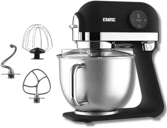 ERATEC Küchenmeister Deluxe Küchenmaschine in Schwarz - 1200W, 6-Gang ...