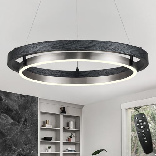 Image of LED Ring Chandelier Dimmable Black Brushed Nickel Chandeliers