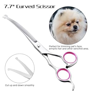   Professional-Dog-Grooming-Scissors-with-Safety-Round-Tips-5-in-1-Dog-Grooming-Scissors-Kit-4CR-Stainless-Steel-Professional-Pet-Grooming-Shears-for-Dog-Sharp-and-Durable-Pink