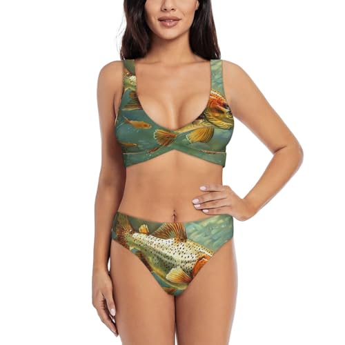 Maillot de bain deux pièces imprimé poisson vacances de luxe