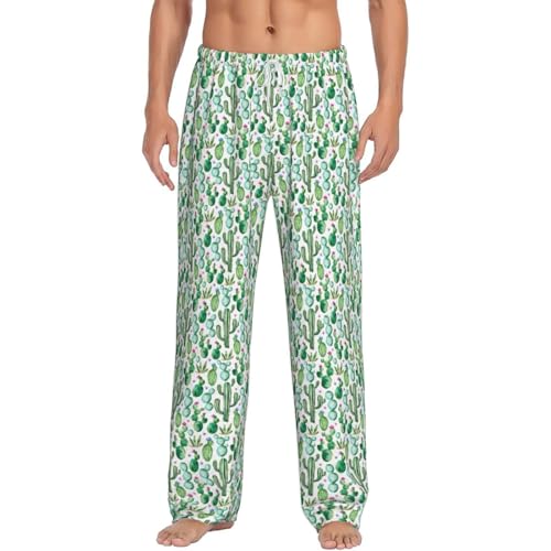 Pantalon de pyjama homme doux et élastique avec motif végétal moderne confortable