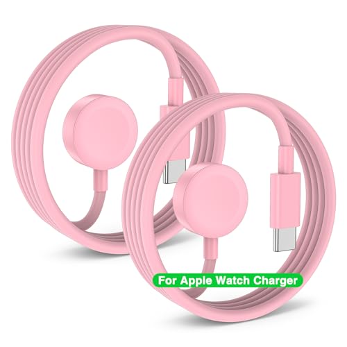 2 Pack 2025 Upgraded Apple Watch Charger USB C Cable Magnetic iWatch Charger Fast Charging Cord 3FT for Apple Watch Ultra 3/SE 3/Series 11/10/Series 9/Series 8/7/6/5/4/3/Ultra/SE/SE 2-Pink
