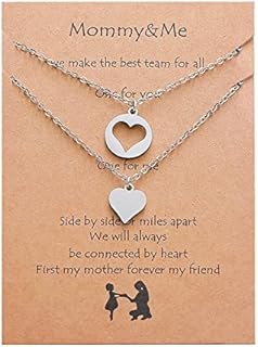 Mother Daughter Necklace Set Of 2 Matching Heart Necklaces Ladies Girls Mother's Day Gifts For Mom I Earring Necklace Set for Girls