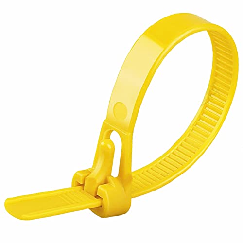 Oksdown Collier de Serrage Réutilisable en Nylon 300 mm × 7,6 mm Attache Câble Plastique Rilsan Serre Câbles Jaune Lot de 100 Pièces