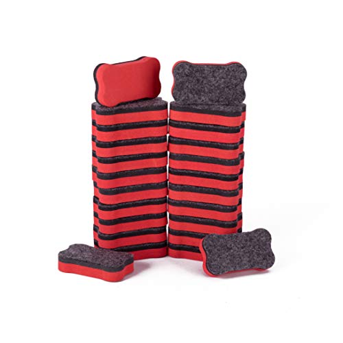 Firstopp Dry Erase Eraser Premium Magnetic Whiteboard Eraser Office Board Erasers Bone-Shaped Cube Erasers Chalkboard Cleaner Suitable for Classroom,Home,Working,Red(24 PCS)