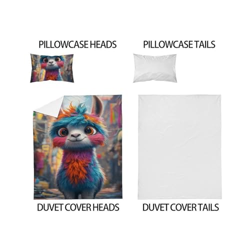 Housse de couette animaux 135x200 cm de qualité supérieure hypoallergénique et durable
