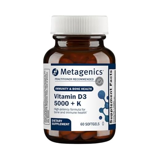 Metagenics Vitamin D3 + K - for Immune Support, Bone Health & Heart Health* - Vitamin D with MK-7 (Vitamin K2) - Non-GMO - Gluten-Free - 60 Softgels - 5,000 IU