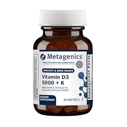 Metagenics Vitamin D3 and Vitamin K2 5,000 IU with MK-7- Vitamin D3 with K2 for Immune Support, Bone & Heart Health-Non-GMO, Gluten-Free-60 Softgels