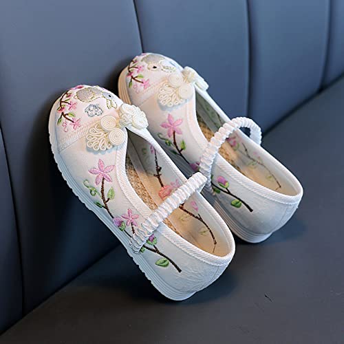 Oink Slides Girls Flat Bottomed Embroidered Sandals Fashionable Costume Children Performance Sandals Simple Apparel (White, 2.5 Big Kids)3