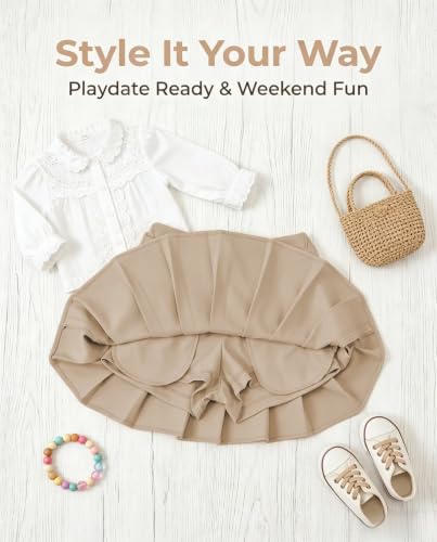 Girls Pleated Skirts School Girl Tennis Skorts Khaki Uniform Skirt Size 14 — view 5