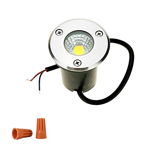 Onerbuy 12V LED COB Luz de camino subterráneo Bajo voltaje Paisaje luces en el suelo Proyector al aire libre para patio, jardín, Entrada, Cubierta, Patio, IP67 Resistente al agua (Cálido, 3W)