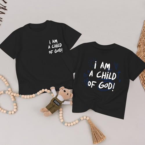 Image of KEEVICI Cute I Am A God of Child Shirt Girls Graphic Tees Christian T Shirts for Kids Jesus Religious Faith Cotton Summer Top