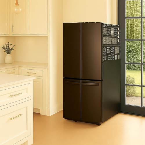 Image of Four Door Fridge Top Cover >400L | Big Size Dustproof Refrigerator Cover Mat | Machine Washable Mud Cloth Print | 450 GSM Durable Fabric Fridge Cover for Side by Side Four Door Models | THROWPILLOW.IN