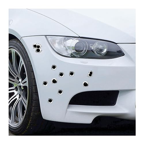 JNNJ Autocollants de Trou de Balle de Simulation, 3D Faux Trou de Balle de Pistolets, Rayures Décoratif pour Ordinateur Portable Moto Vélo, Style Bricolage...