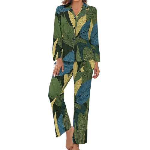 Pyjama d'été pour femme grande taille en imprimé bananier pour vos week-ends cocooning
