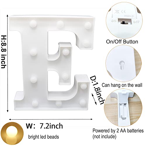 Image of AUSAYE LED Letter Lights Alphabet Light Up Sign Night Light for Home Bar Party Wedding Birthday Decoration Battery Powered Christmas Lamp Letter E